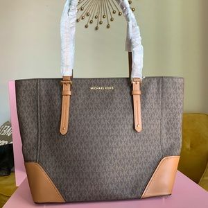 MICHAEL Michael Kors Aria Signature Large Tote Brown/Acorn NWT